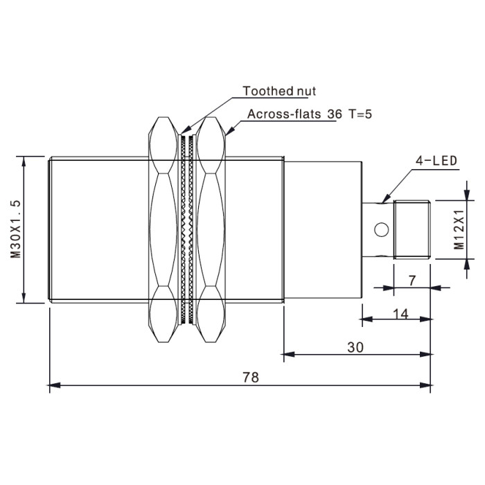 Індуктивний датчик Akusense TRF30-10PC-E2